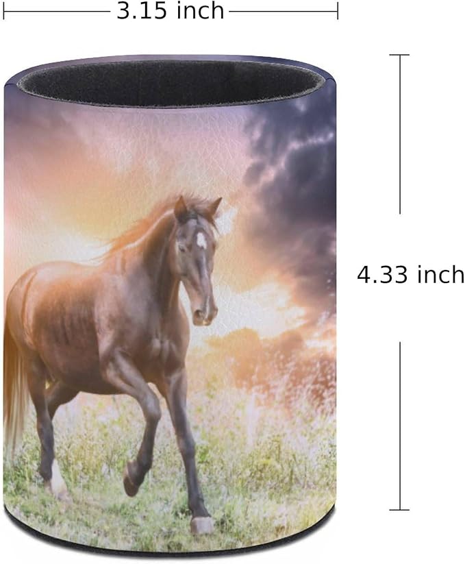 Horse Pen Holder Pencil Cup for Desk Organizer | Cute Makeup Brush Holder PU Multifunctional Office Suppliesfor Decor Home Classroom School
