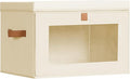 Homsorout Large Closet Storage Bins - Collapsible Storage Bins with Handles & Window, Decorative Boxes with Lids, Fabric Cubes for Living Room, Dorm, 1 Pack, Beige