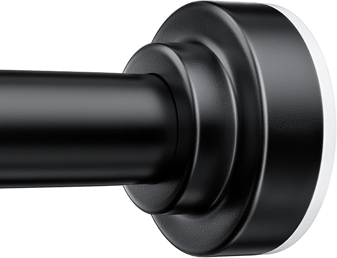 TEECK Shower Curtain Rod, 32-43 inch Adjustable Spring Tension Curtain Rod, Never Rust Anti-Slip Shower Curtain Rod for Bathroom, No Drilling, Never Collapse, Easy to Use, Black