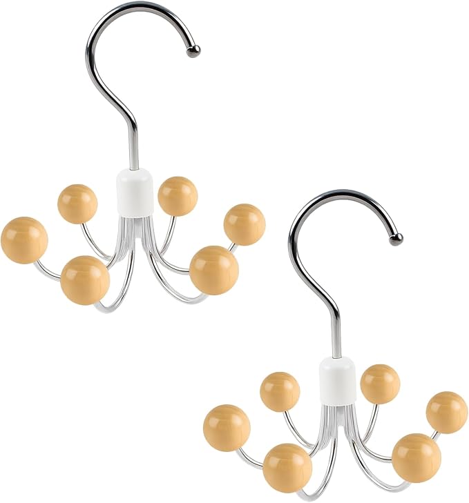 2 Pack Hoodie Hanger for Organizer 360° Swivel Closet Hooks for Belt, Space-Saving Hanger Bra Storage, Accessorise Organizer for Tie, Hat, Tanktop, Scarf, Purse