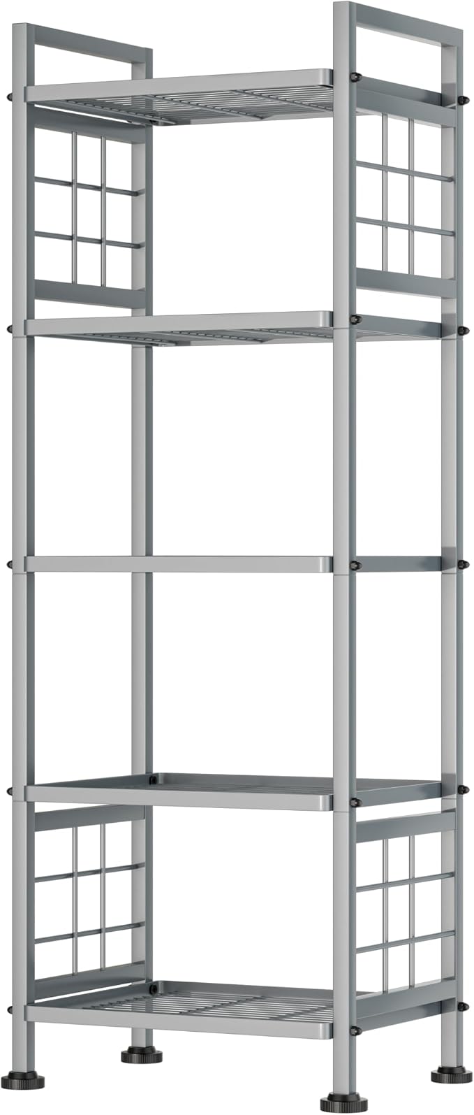GIOTORENT 5-Wire Standing Storage Shelf, Metal Shelving Unit Pantry Rack for Laundry Kitchen Bathroom Organizer(Silver)