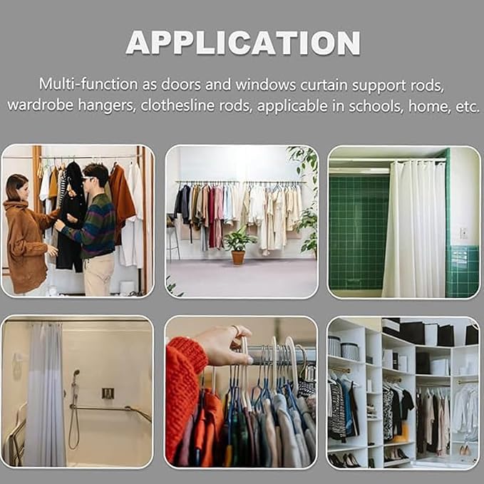 Closet Rod,Heavy-DutyTension Rod,Adjustable Closet Rods for Hanging Clothes,Rust-Resistant Tension Bathroom Rod for Window,Bathroom,Closet,Room Divider Without Drilling (35.43-62.99in)