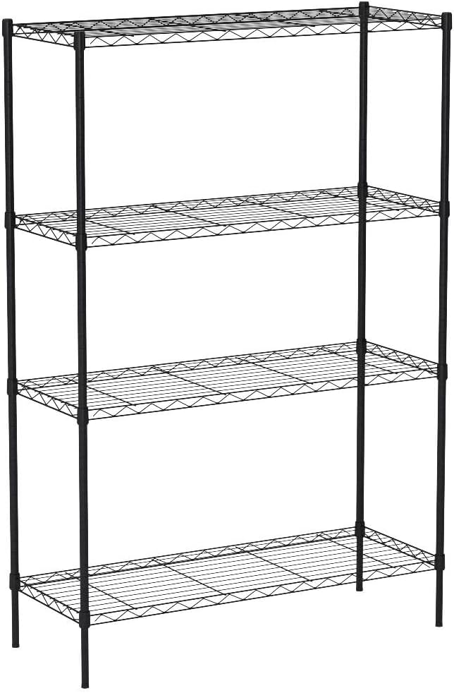 HCY 4-Tier Wire Shelving Unit Storage Shelves Shelf Organizer 54"x36"x14" Heavy Duty Metal Storage Rack NSF Height Adjustable for Laundry Bathroom Kitchen Garage Pantry Organization(Black)