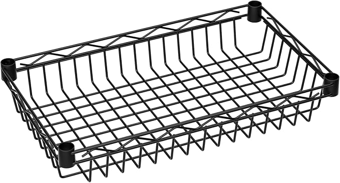 Golpart Basket Shelves Closet Rack with Wheels Metal Pantry Wire Shelf Unit | 6 tier Storage Rolling Shelving Bathroom Organizers Kitchen Garage Laundry Room Organization Home 17.2"Dx12.2"Wx63"H Black