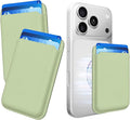 2Pack Magnetic Wallet Cell Phone Card Holder for Phone Case with Mag-Safe, Stronger Magnetic RFID Leather Phone Wallet Stick on Series of iPhone 17/16/15/14/13/12 and Pro/Promax,2-Pack White