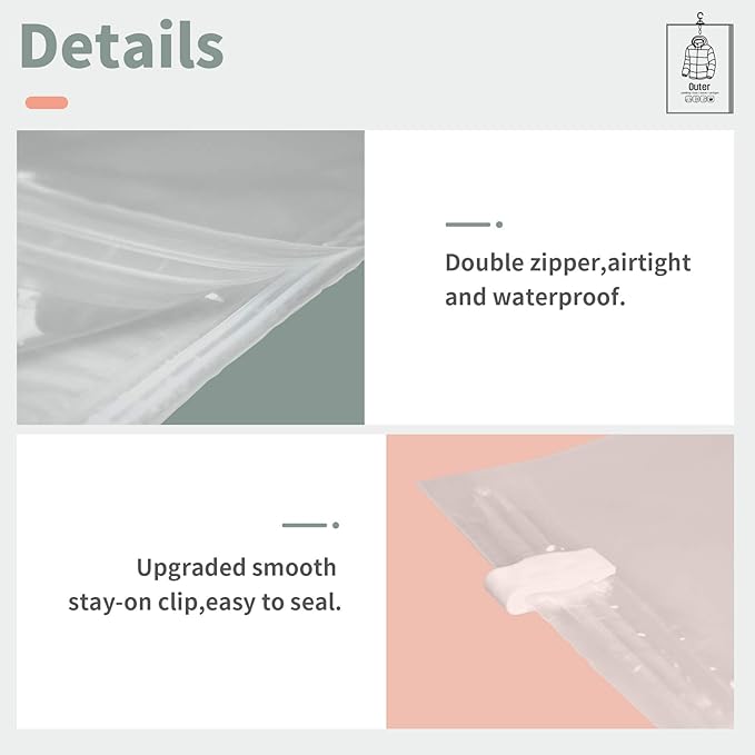Meetall 6Pack Hanging Vacuum Storage Bag Reusable Space Saver Compressed Bag with Hangers.3pcs in 26.3x35.4inch(67x90cm) and 3pcs in 26.3x43.3inch (67x110cm).Work with Any Vacuum Cleaner.