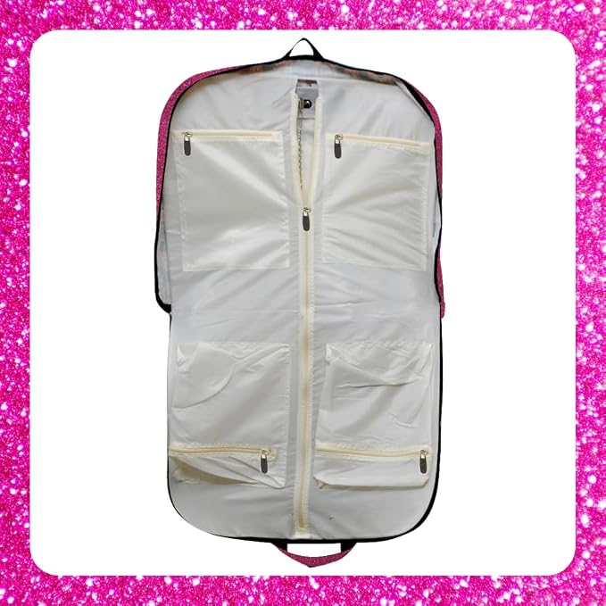 NGIL Glitter Travel Hanging Garment Bag (Glitter-Hot Pink) | Garment Bag for Girls, Cheer Travel Bag, Dance Competition Bag, Cheer Dance Competition, Beauty Pageant