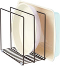 mDesign Steel Storage Tray Organizer Rack for Kitchen Cabinet - Divided Holder with 3 Slots for Skillets, Frying Pan, Pot Lids, Cutting Board, Baking Sheets - Concerto Collection - Bronze