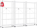 ALANNG 70.7" H Metal Storage Shelves, 5 Tier Folding Shelf on Wheels | Heavy Duty, No Assembly, Rolling, Collapsible Rack Unit for Kitchen, Basement, Pantry (White,3 Pack)