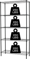 HCY 5-Tier Storage Shelf Heavy Duty Shelving Unit NSF Height Adjustable Metal Storage Rack for Laundry Bathroom Kitchen Garage Pantry Organization - 14inx36inx72in (Black)