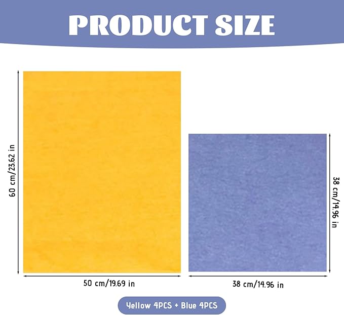 8PCS Shammy Cloth, Absorbent Cleaning Cloth Easy to Clean for Home, Kitchen, Bathroom, Car & Pet Stains