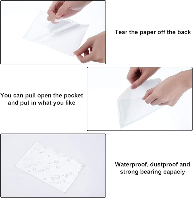 Chinco 30 Pcs Self Adhesive Pockets, Bin Labels for Storage Bins, Clear Pocket Label Sleeves, Plastic Index Card Holder with Top Open for Organizing Bins Box Drawer(6.3 x 4.3 Inches)