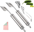 Pepper Seed Corer Remover with Cleaning Cloth, 304 Stainless Steel Fruit Seed Remover with Serrated Teeth, Jalapeno Pepper Corer Tool Chili Deseeder, Essential Kitchen Gadgets (2pcs)