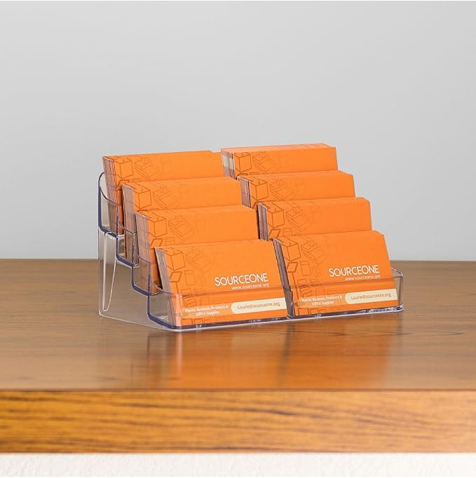 SOURCE ONE 8 Pocket Desktop Clear Acrylic Business Card Holder