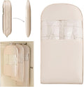 Space Saving Hanging Compression Garment Bag with Zipper for Closet Storage, Hanging Clothes Storage Bag, Garment Covers for Coats and Down Jackets, Beige, L