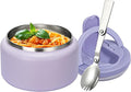 Itslife Soup Thermo for Hot Food Kids 25.5oz Lunch Containers with Buckle Lid Wide Mouth Hot Food Jar Vacuum Insulated Stainless Steel Bento Box Leakproof with Spoon (Purple3, 13.5oz)