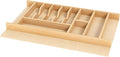 Clikuutory Natural Birch Wood Utensil Drawer Insert Organizer with 12 Compartments, Space-Saving Sturdy Drop-In Cutlery Divider Tray, Kitchen Cabinet Storage for Silverware, Spoons, Forks and Knives