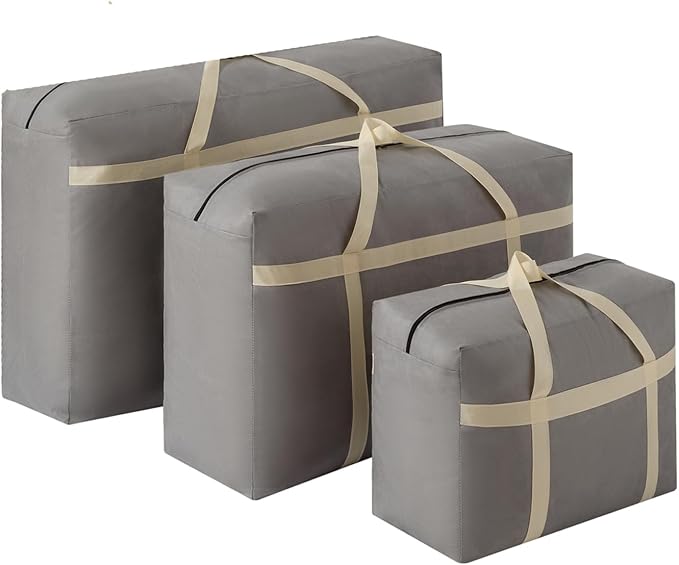 4 Pack 150L Extra Large Moving Bags with Zippers & Carrying Handles, Heavy-Duty Storage Tote Moving Boxes for Space Saving(grey, 4Pack*150L)