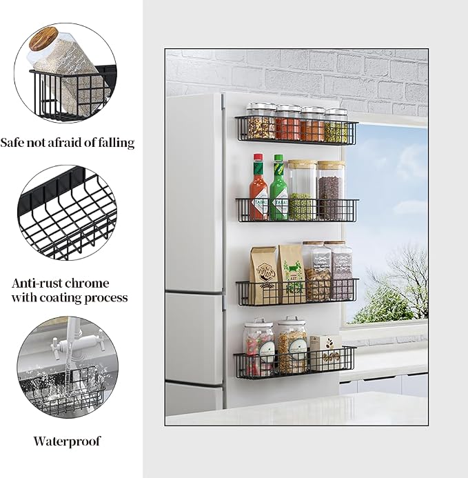 2PCS Magnetic Storage Baskets for Refrigerator, Strongly Magnet Spice Rack, Fridge Storage Shelf, Great for Kitchen and Pantry