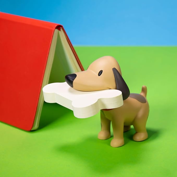 Gifts for Readers & Writers Sticky Notes Holder, Novelty Post It Notes Dispenser, Office Stationery Supplies & Cute Desk Accessories, Puppy Notes with Sticky Note Pads Included