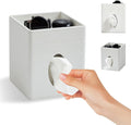 Tissue Box Holder Cover, Modern PU Leather Square Decorative Tissue Holder Organizer-Woven New Off White
