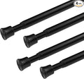 KXLife Tension Curtain Rod Adjustable 17-28", Small Spring Rod, 4Pcs | Black, No Drilling, Expandable Spring Loaded, Suitable for Window, Kitchen, RV, Camper, Refrigerator