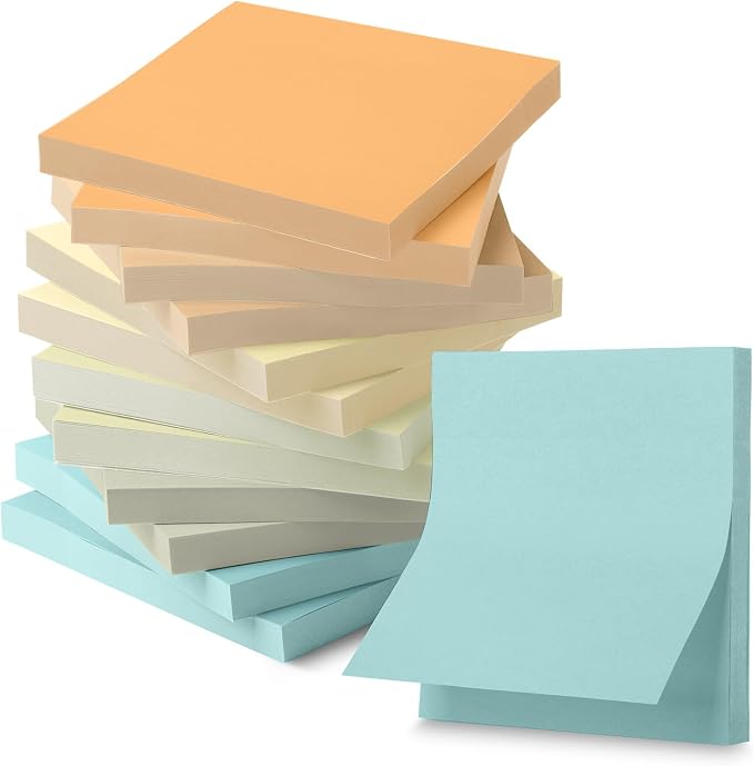 Mr. Pen- Sticky Notes, 3"x3", 12 Pads, 600 Sheets, Colorful | Sticky Notes Bulk, Self-Stick Note Pads, Perfect for Office, School, Home, Study & Organization