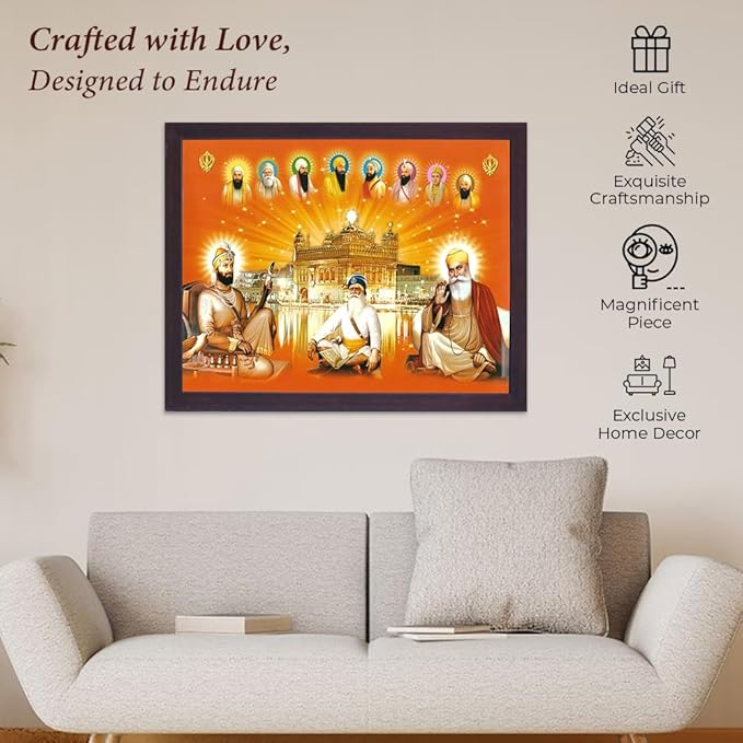 Lord Sikh Guru poster print with frame for Home Decor and Gifting Purpose (229-74)