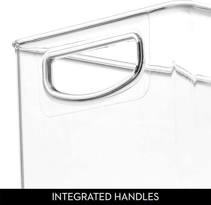 iDesign Plastic Stackable Pantry Bin with Handles, Clear | For Cabinets or Fridge, Made in USA