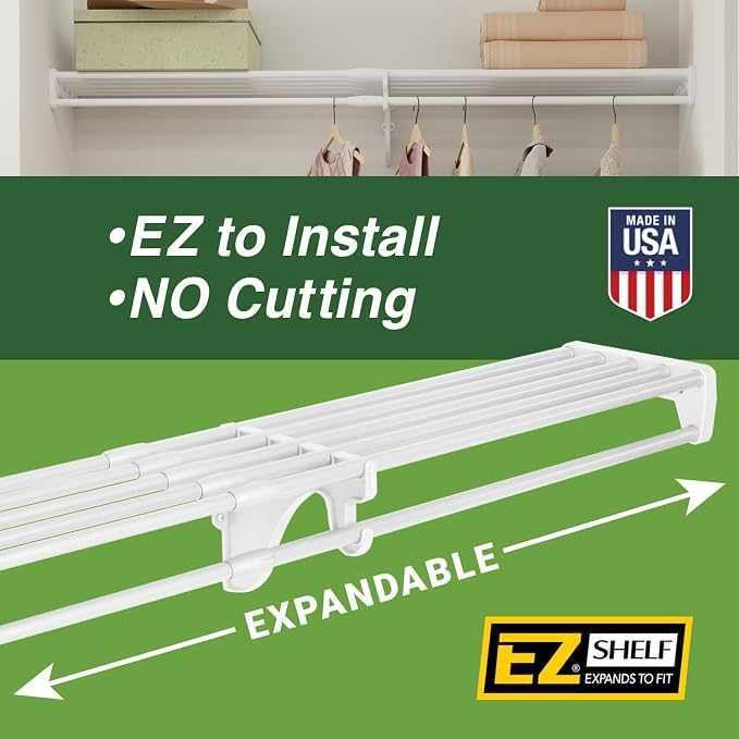 EZ Shelf Expandable Shelf (No Rod) - Mounts to Backwall (White, 65.3" - 120")