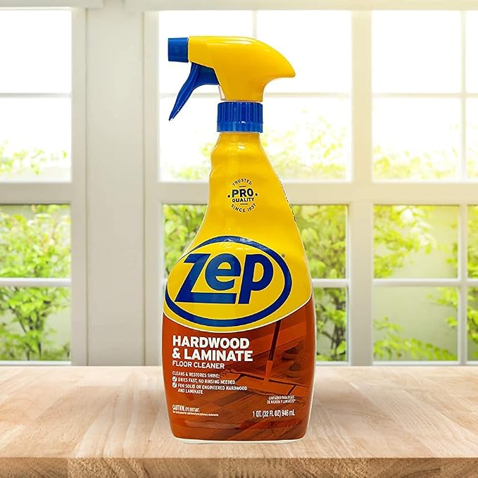 Zep Hardwood and Laminate Floor Cleaner - 32 Oz (Case of 4) - ZUHLF324 - Cleans Spots, Stains, and Scuffs while Restoring Shine on Hardwood, Laminate, Cabinet Doors, Crown Molding, and MORE