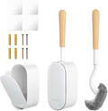 OSCIOSS Bamboo Toilet Brush Set, 2 Pack with Ergonomic Design, Compact Size, Durable Bristles, Wooden Holder for Bathroom Cleaning