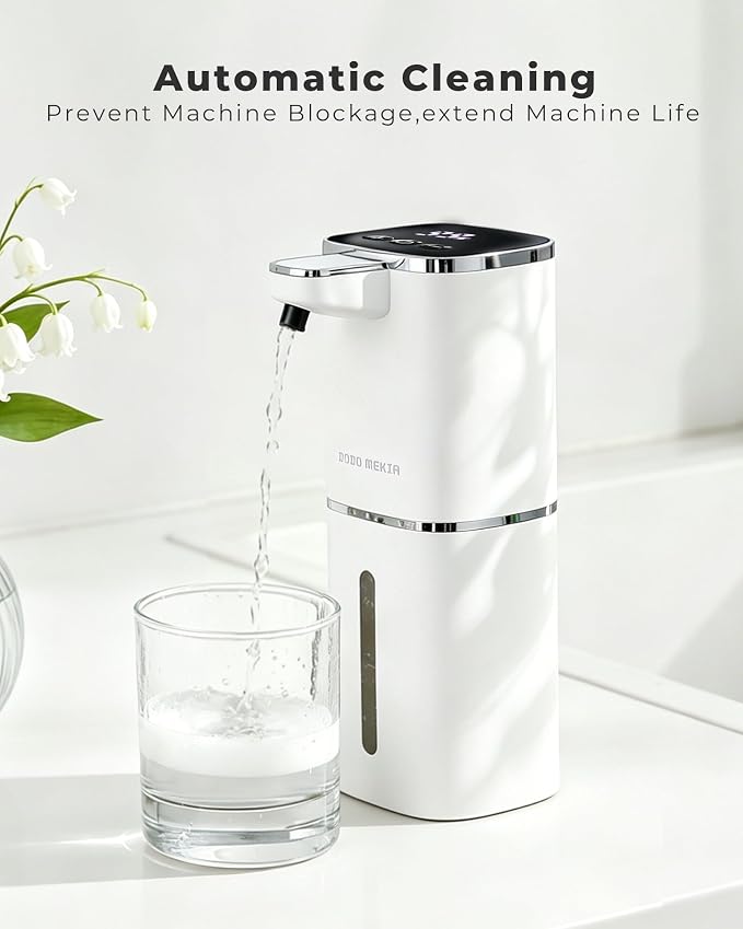 Automatic Soap Dispenser Touchless,USB Rechargeable, 9-Level Adjustable | 13.5oz/400mL, IPX5 Waterproof, Wall/Tabletop, Compatible with Thick Thin Dish Soap for Kitchen Bathroom, White