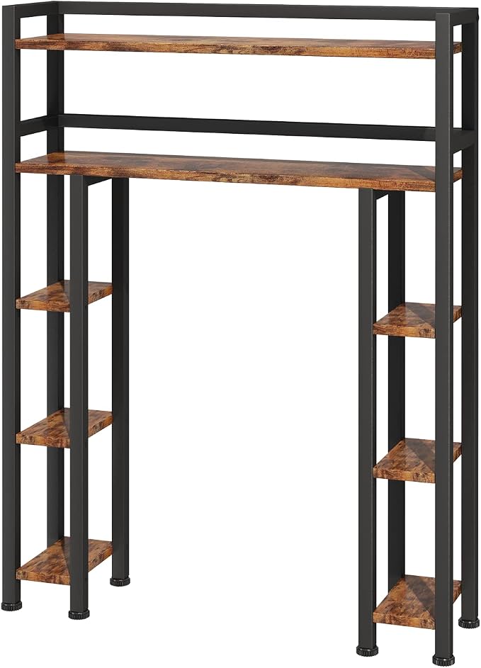 Homeiju Over The Toilet Storage Cabinet with Toilet Paper Holder Stand, 35.5'' Wide Freestanding Bathroom Organizer Space-Saving Toilet Rack for Bathroom, Restroom, Laundry, Rustic Brown