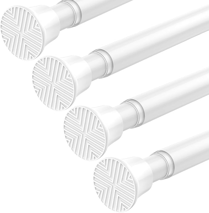4Pack Tension Rods for Windows Small Tension Rods 16-38inch Adjustable Curtain Rods No Drilling Small Rod Spring Curtain Rods For Doorway,Closet,Kitchen,Window