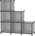 6-Cube Storage Unit with Doors, Cube Organizer for Bedroom, Wardrobe & Under Stairs, 30x30x30cm Compartments, Space-Saving Closet Storage, Grey ATTSL6004