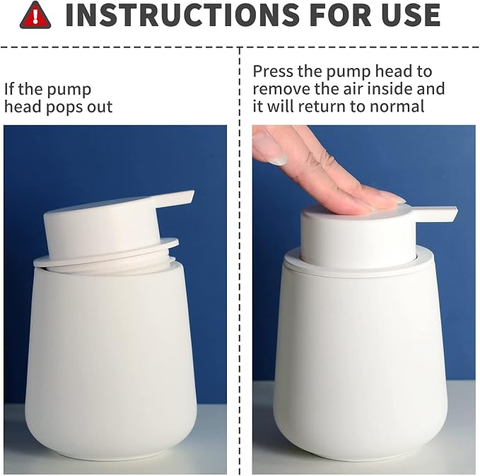 Bosilunlife 12Oz Ceramic Foam Soap Dispenser for Bathroom Kitchen Counter | Premium countertop foam pump creates delicate dense foam, stable desktop placement, Rubber Paint White
