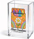 Funny New Creation 2 Corinthians 5:17 Acrylic Pencil Holder Cup | Christian Daisy Crayon Pen Holder Gifts for Women Friend Coworker Boss Teacher, Bible Verse Home Office Desk Accessories