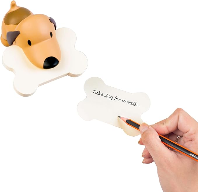 Gifts for Readers & Writers Sticky Notes Holder, Novelty Post It Notes Dispenser, Office Stationery Supplies & Cute Desk Accessories, Puppy Notes with Sticky Note Pads Included