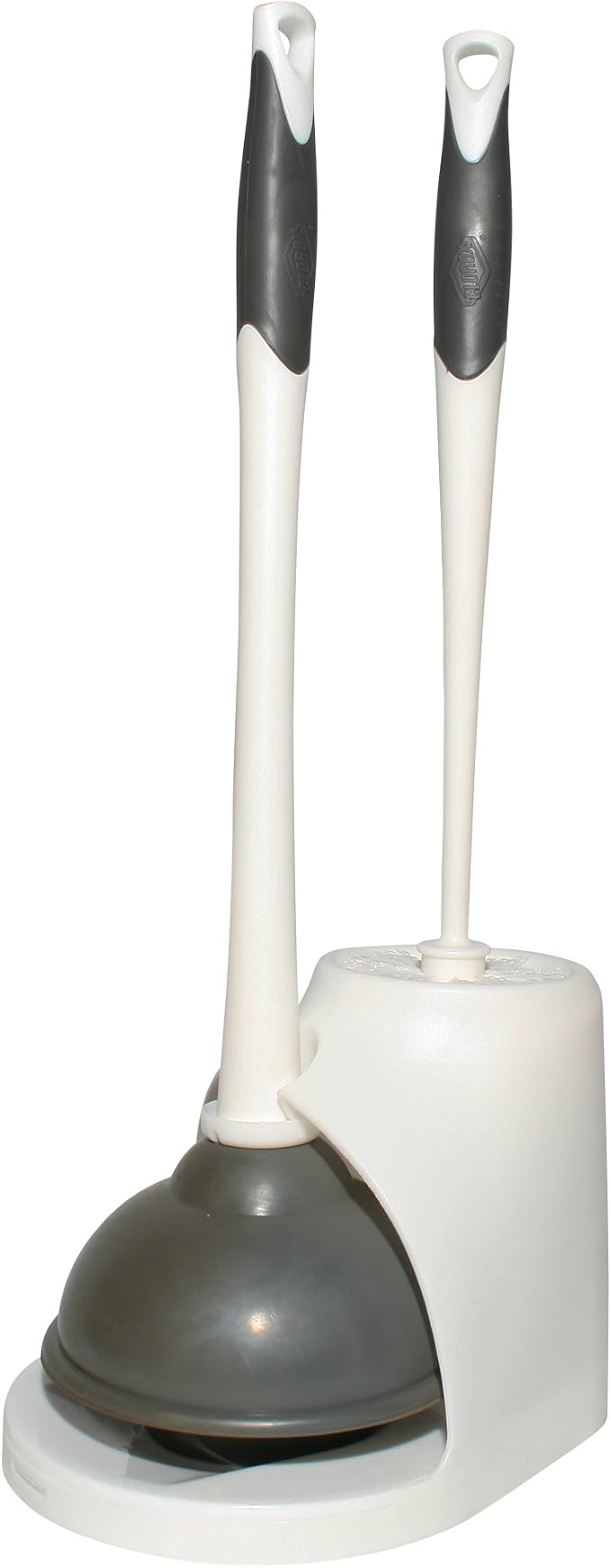 Clorox Toilet Plunger and Brush Bowl Set with Holder Caddy Storage for Cleaning Bathroom and Unclogging Toilets, White & Gray (Pack of 12)