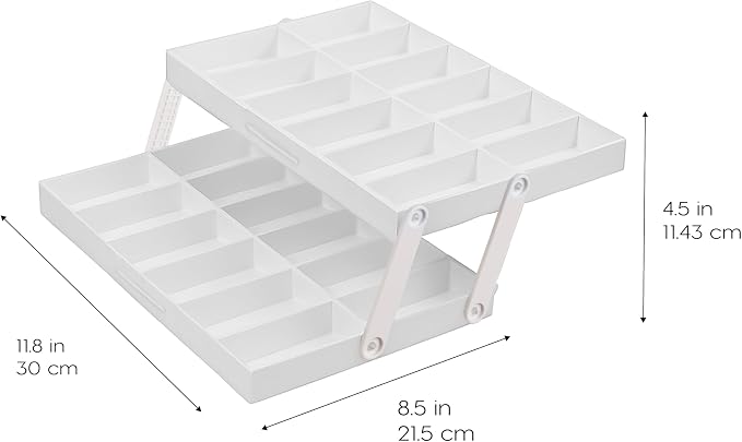 IRIS USA 2-Tier Drawer Organizer |Made in USA| 22 Dividers (2-Pack) - White | Expandable Multi-Level Collapsible Organization Storage for Crafts, Makeup, Jewelry, Office & Garage