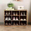 9-Cubby Shoe Rack, Wood Shoe Organizer Bench for Entryway Hallway Closet | Wood