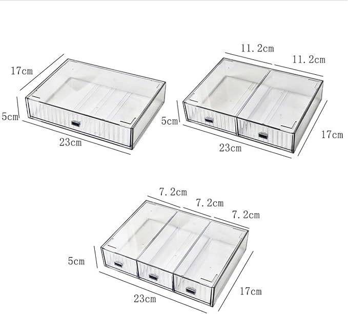 Desk Drawer Organizer, Stackable Office Supplies Desk Organizer, Plastic Plastic Storage Drawer, Desk Grocery Organizer For Stationery/Office Supplies (Clear, 3 Compartment)