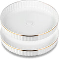 2 Pack 10" Fluted Lazy Susan Organizer, Turntable Spice Rack for Cabinet, Kitchen, Pantry Organizer and Storage, Fridge, Bathroom Vanity Countertop, Under Sink Organizing, Expandable Lazy Susan-White