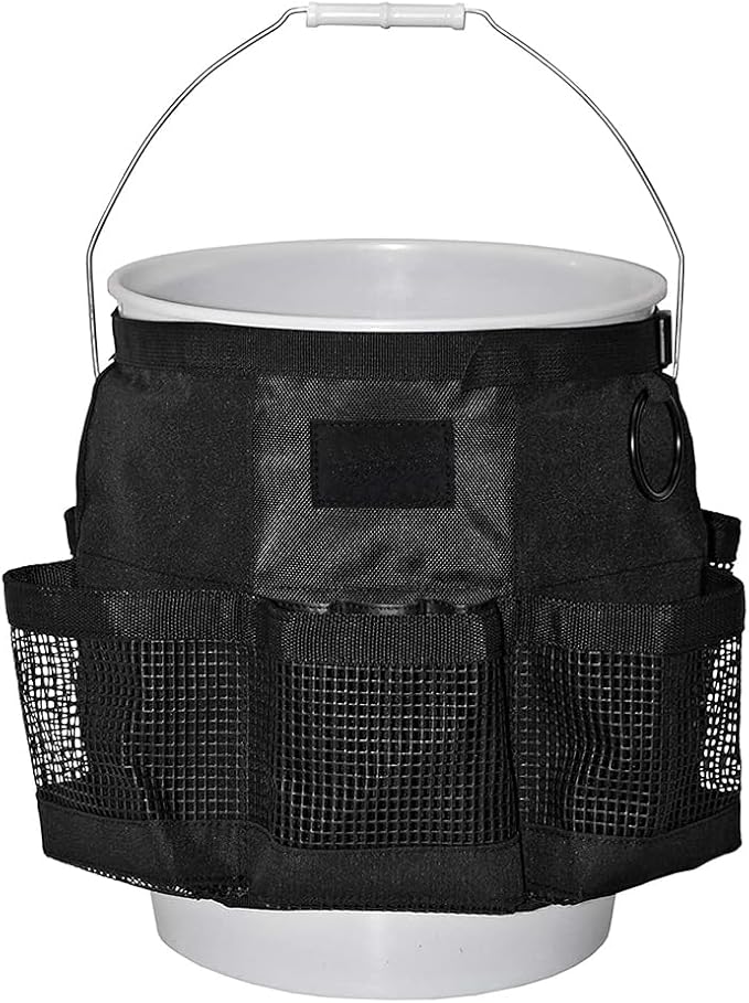 Karlak Fishing Bucket Organizer for 5 Gallon Bucket Ice Fishing Bucket Organizer Tackle Bag with Multi-Pockets for Car Washing, Fishing, Garden