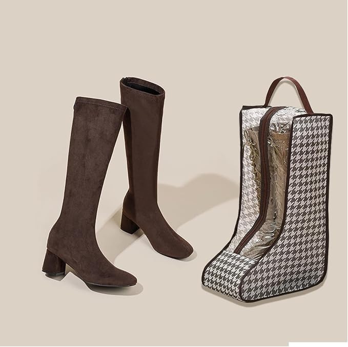 4-Pack Tall Boot Storage Bag Organizer for Closet and Travel, Portable Dustproof Bags for Cowboy, Equestrian Riding & Wide-Calf Boots, Clear Window Shoe Protector for Checked Luggage Packing, 18.9"