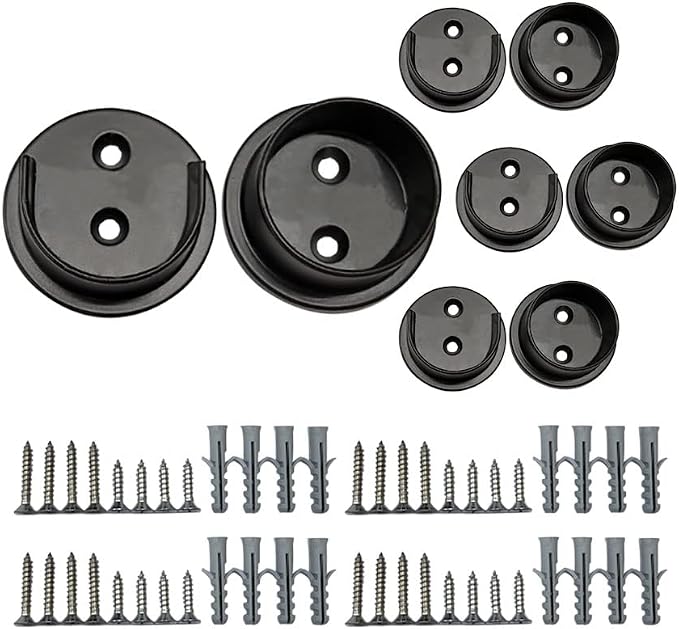QCAA Premium Solid Brass Closet Pole Socket Set, Heavy Duty, 1-1/2 inch, with Stainless Screws, Oil_Rubbed Bronze, 4 Pairs, Made in Taiwan