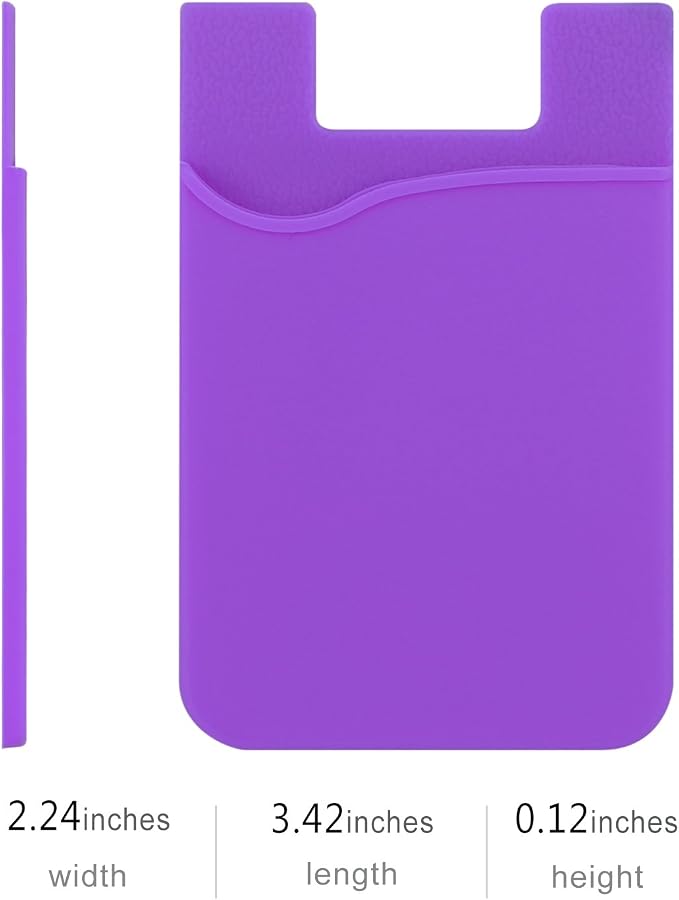 3Pack Cell Phone Card Holder Pocket for Back of Phone,Silicone Stick on Wallet Credit Card ID Case Sleeve Self Adhesive Sticker for iPhone 15 14 13 12 Pro Max,iPad,Samsung Galaxy-Pink,Purple,Rose