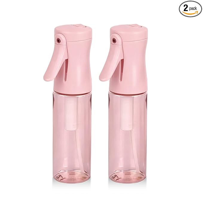 Spray Bottle for Hair, 2 Pack 95ml Small Continuous Water Mist Spray Bottle, Ultra Fine Mist for Face, Hairstyling, Salon, Cleaning, Toners, Hydration & Makeup, Travel Size Leak-Proof Bottles Pink