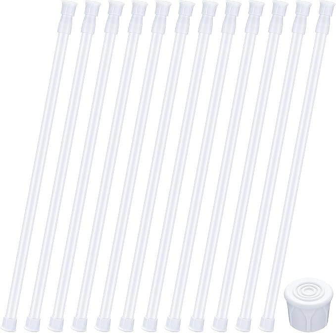 Frienda 12 Pcs Spring Tension Curtain Rods 16-28 Inch Adjustable Expandable Loaded Tension Rods for Kitchen, Bathroom, Cupboard, Wardrobe, Window, Closet, Door, Bookshelf DIY Project